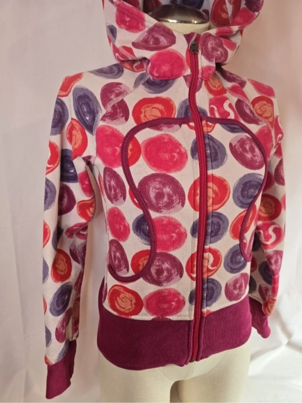 RARE Lululemon VTG OG Scuba Hoodie Pink and Purple Polkadot Size 2 Y2K Preppy